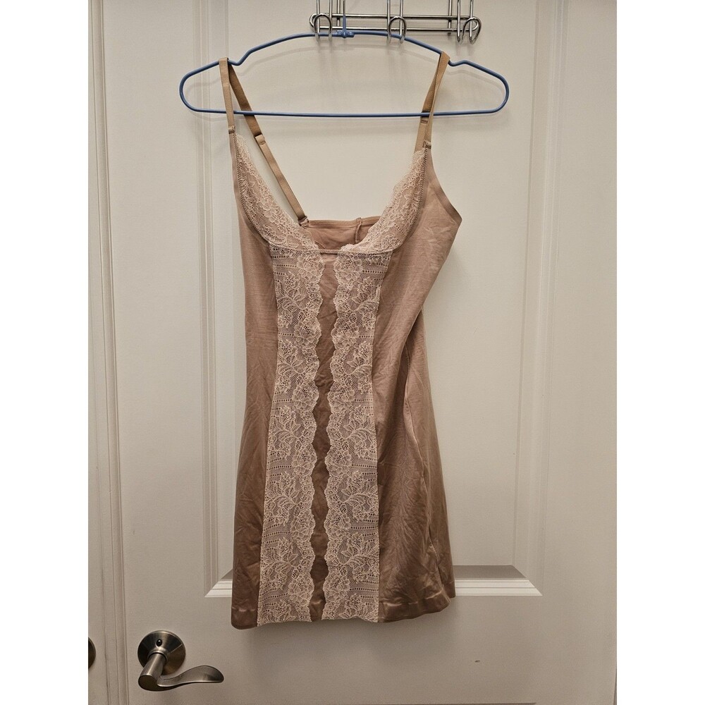 Secret Victoria's Secret So Curvaceous Shaping Slip Dress Small Tan Nude Lace